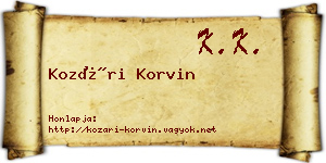 Kozári Korvin névjegykártya